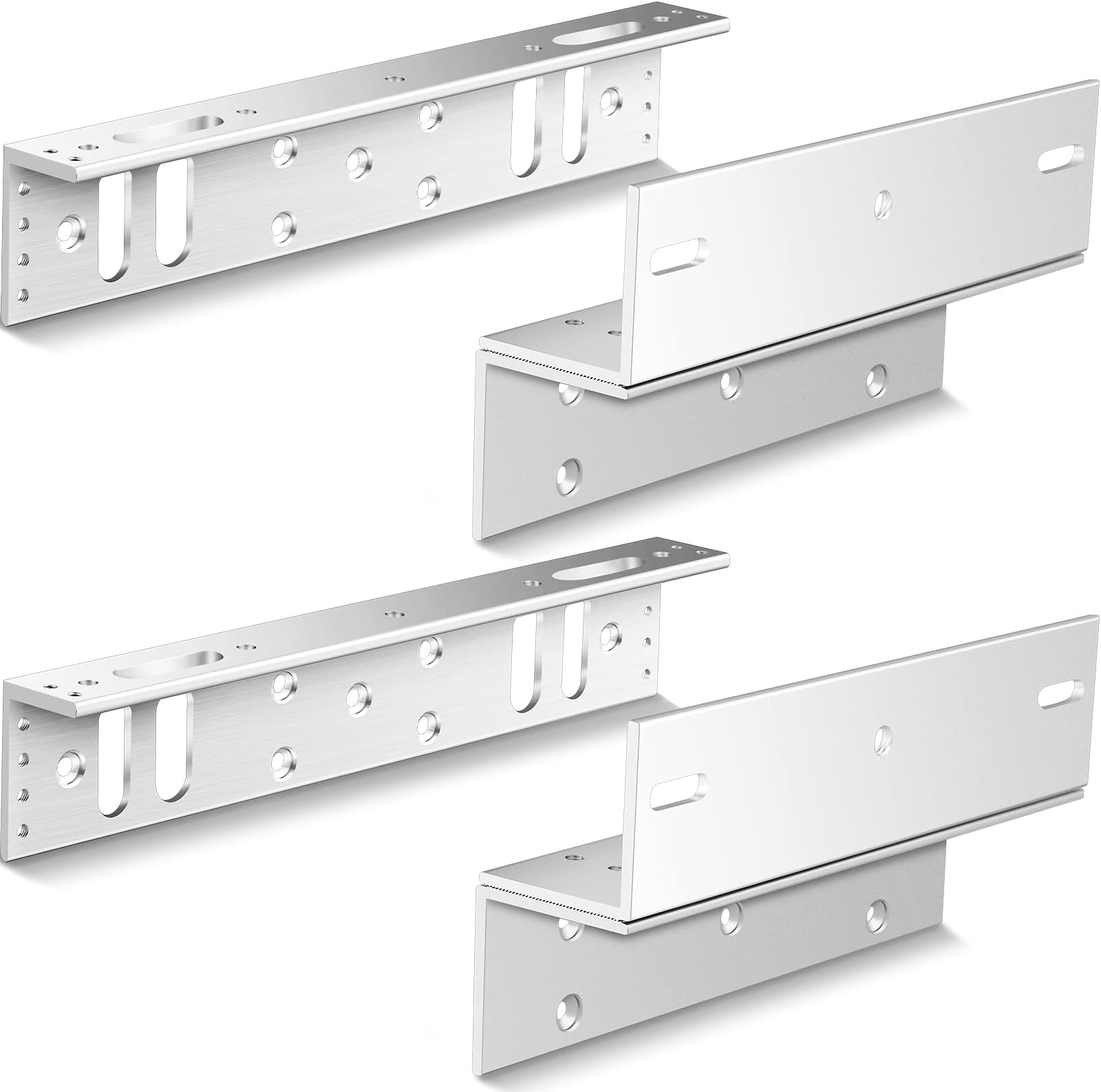 Hoteam 2 Sets Z and L Bracket for 600 Lb/ 280 kg Holding Force Electric Magnetic Door Lock Z and L Holder Stand for Inward Electromagnet Lock Control Door Access Self Closing