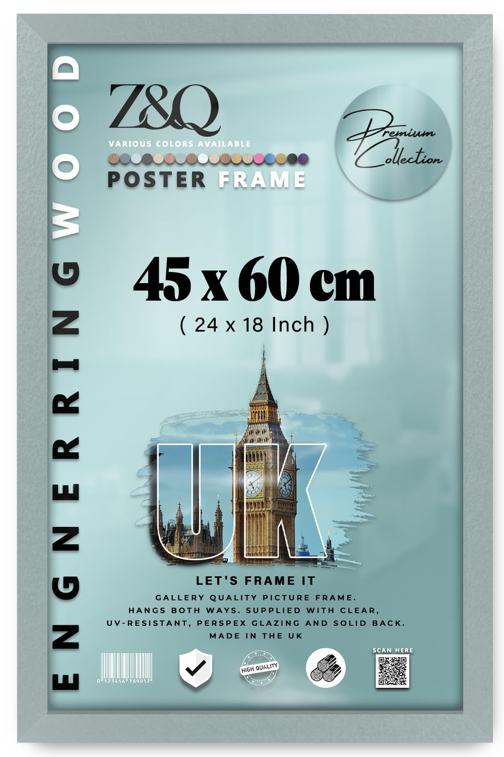 Z&Q Silver | Classic Mdf Picture Frame (45 X 60 Cm) Premium Wall-Mounted Display, Rich Wood Finish 18" X 24" Sturdy Hanging Frame [ ]