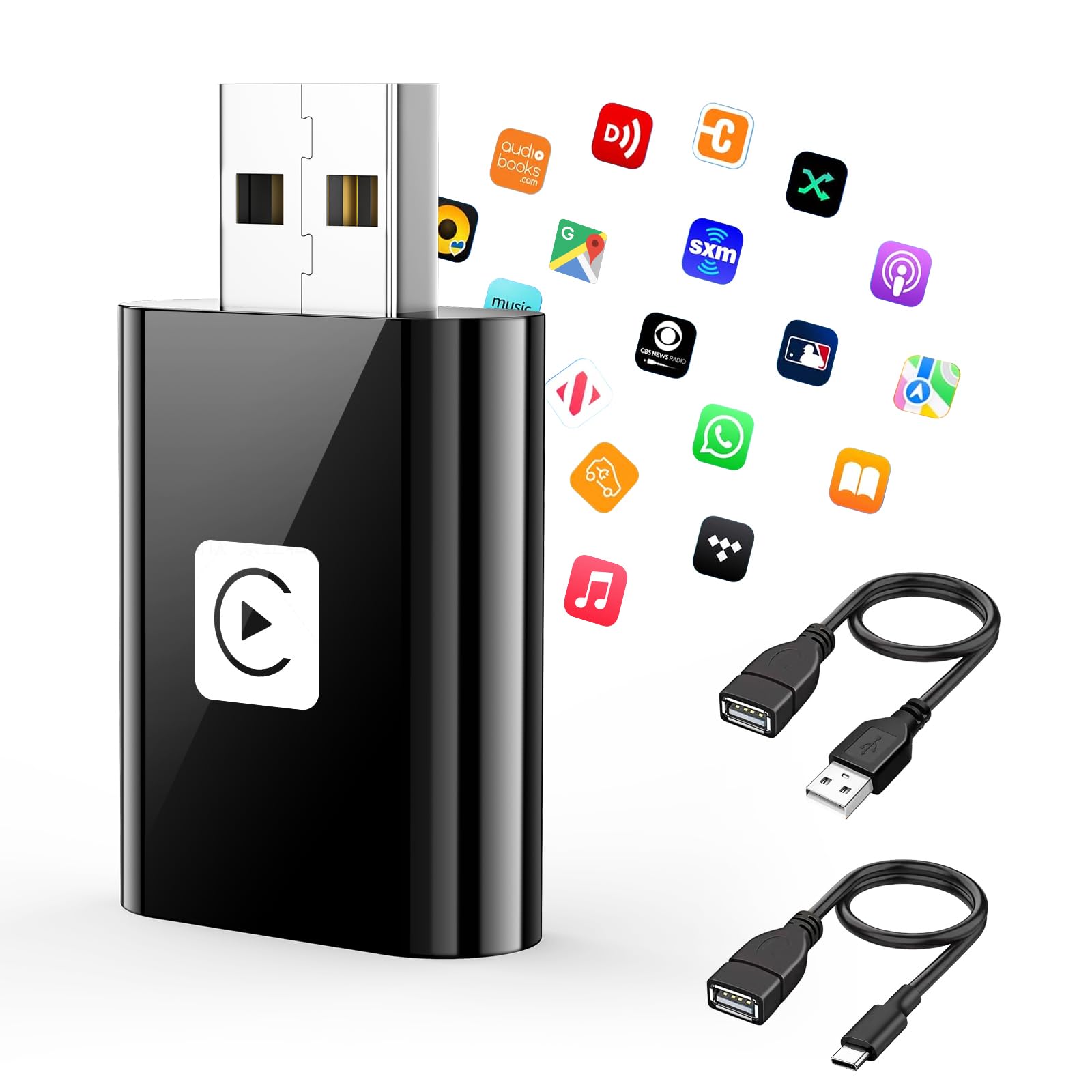 Mini Wireless CarPlay Adapter for Apple, 2026 Upgrade CarPlay Dongle Konvertiert Kabelgebunden zu Kabellos for iPhone, USB C/A Plug and Playfür only für iOS 10+