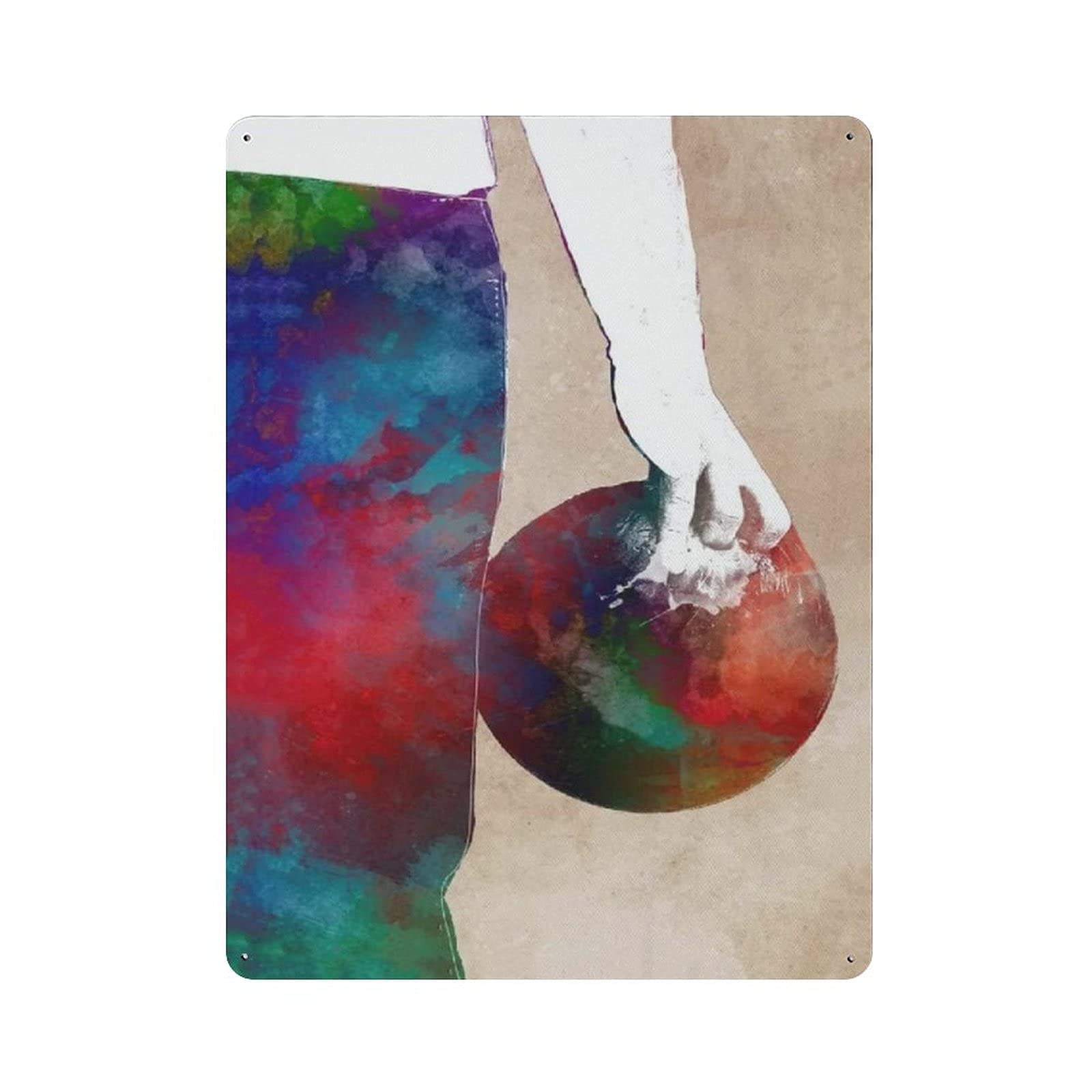 Metal Tin Sign Watercolor Sports Bowling Sport Vintage Tin Poster Metal Sign Wall Decoration Country Kitchen Home Garage Decor 16"x12"