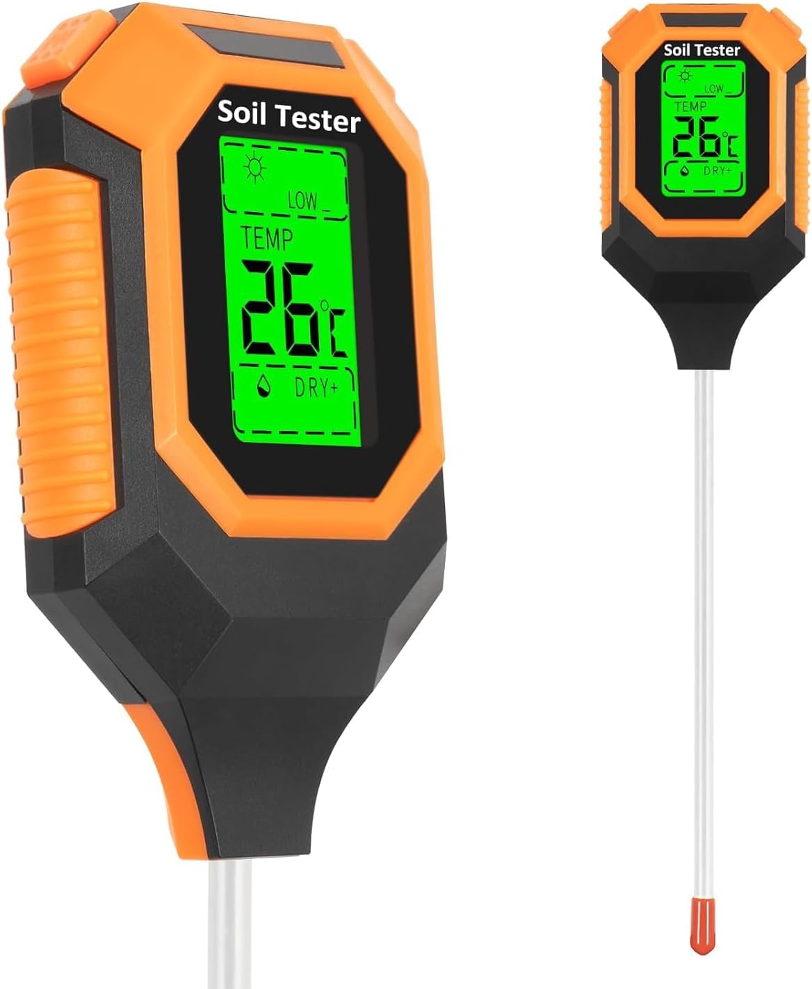 4-in-1 Soil Moisture Meter Digital PH Meter/Soil Moisture/Plant Temperature/Sunlight Intensity, Backlight LCD Display, Soil Test Meter for Garden, Lawn, Plant Care, Farm and Indoor Outdoor Plants