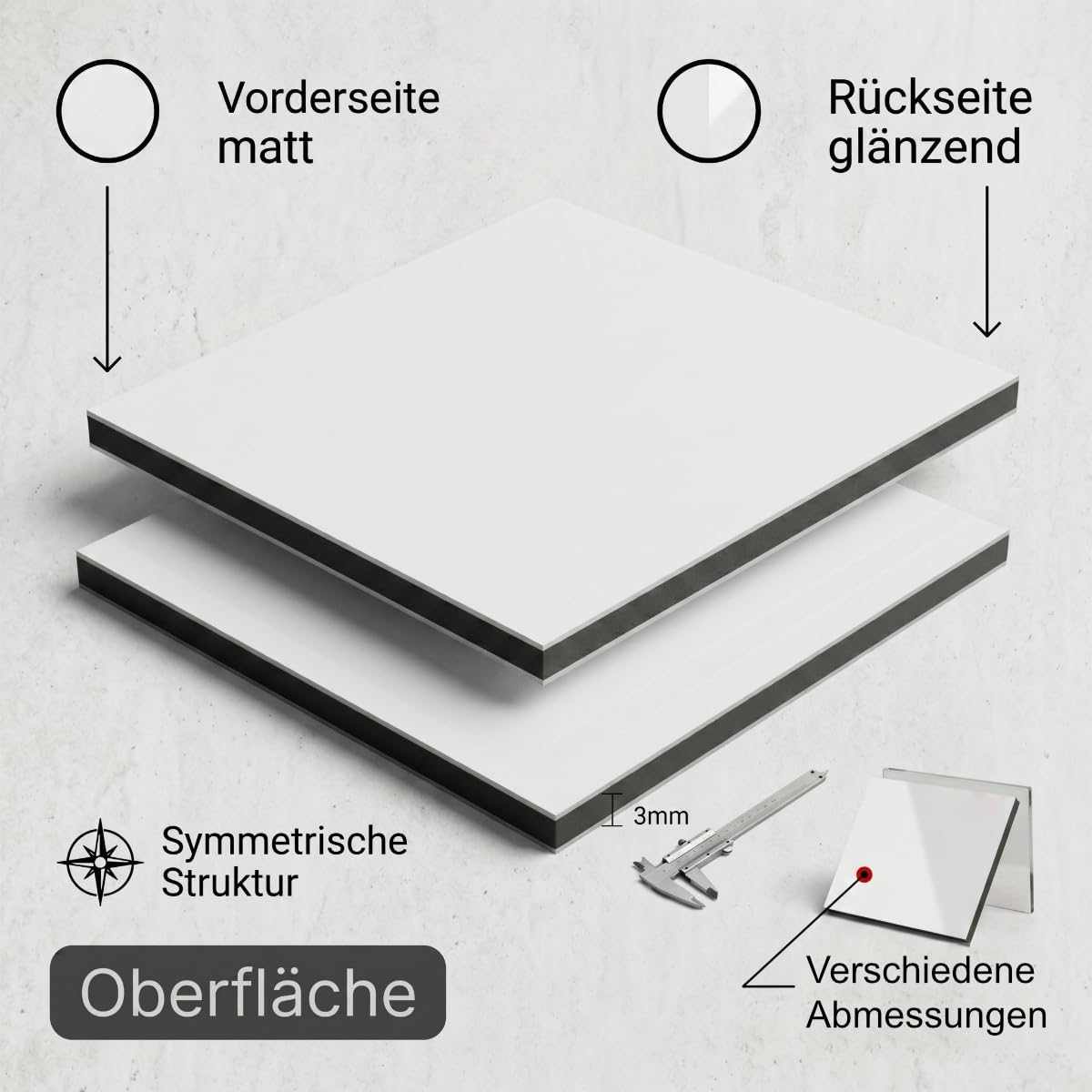 AtHaus® Aluverbundplatte 3 mm - Farbe weiß – Zuschnitt nach Maß – wetterfeste Aluminium Platte, langlebig & stabil – individuelle Größen für Innen- & Außenbereich – 1600 x 500 mm