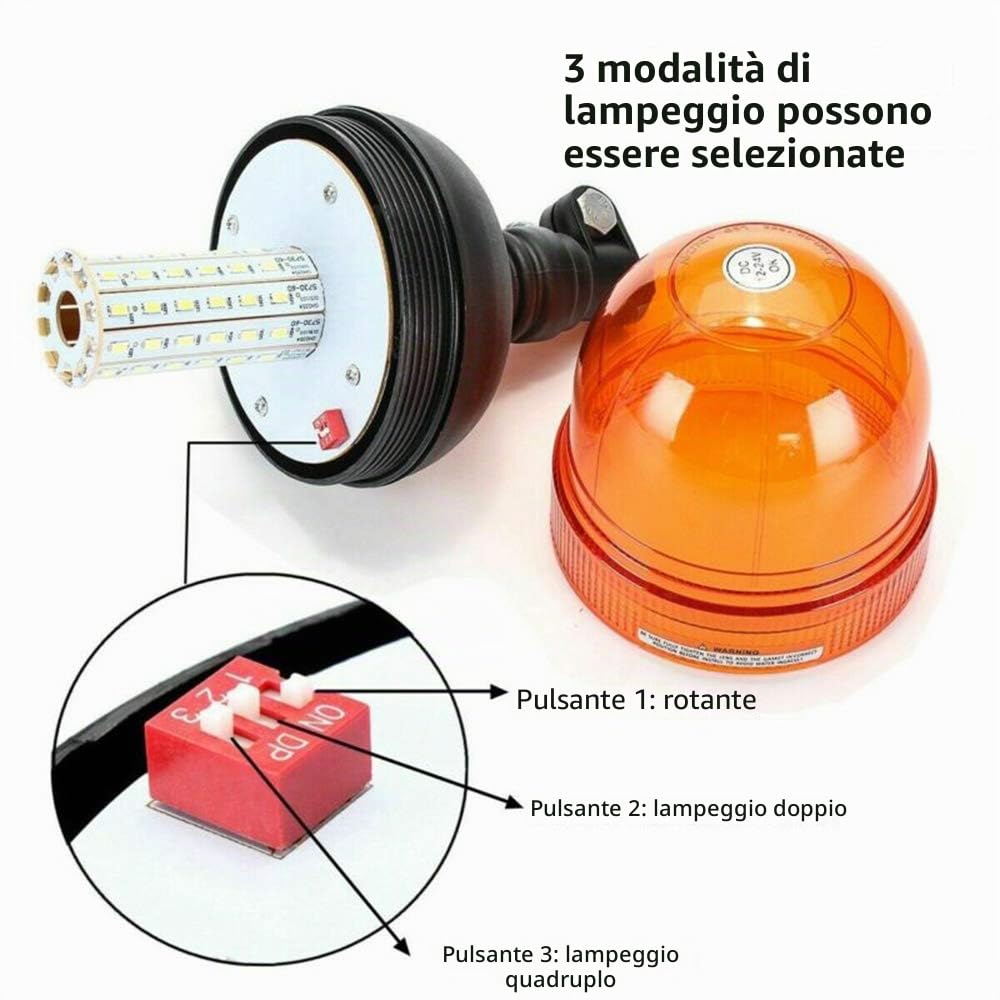 Lampeggiante ambra lampeggiante, SANWAN 60LED auto rotante DIN flessibile, spia 12V / 24V per camion SUV barca del trattore