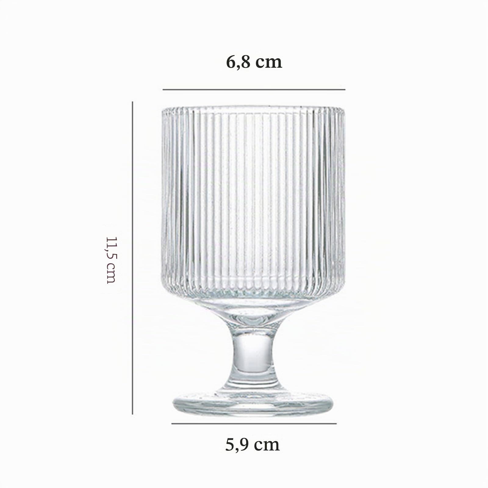 Clear, 6 Stück Cocktailgläser, Glas Eisbecher Dessertgläser Mit Fuß 190ML Weingläser Eiskaffeegläser Wassergläser| Geriffelte Trinkgläser Latte