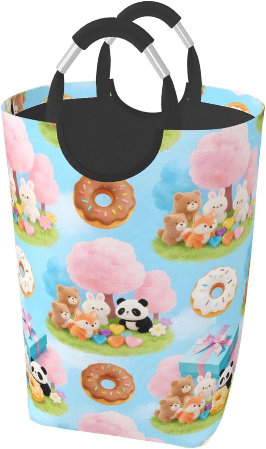 Sweet Meadow Plush Collection Foldable Dirty Laundry Bag, Waterproof Oxford Fabric With Pe Board Base, 50l Capacity For Home & Travel