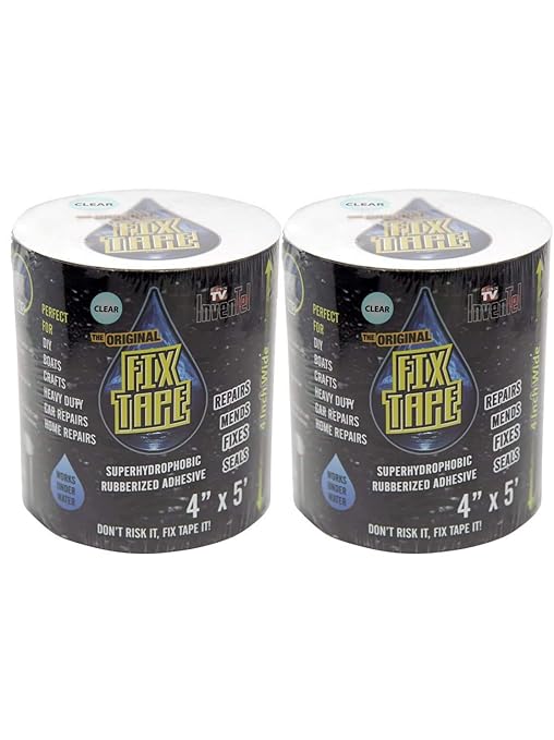 The Original Fix Tape (As Seen On TV), Rubberized Waterproof Tape, Boat Repair (Clear, 4 inches