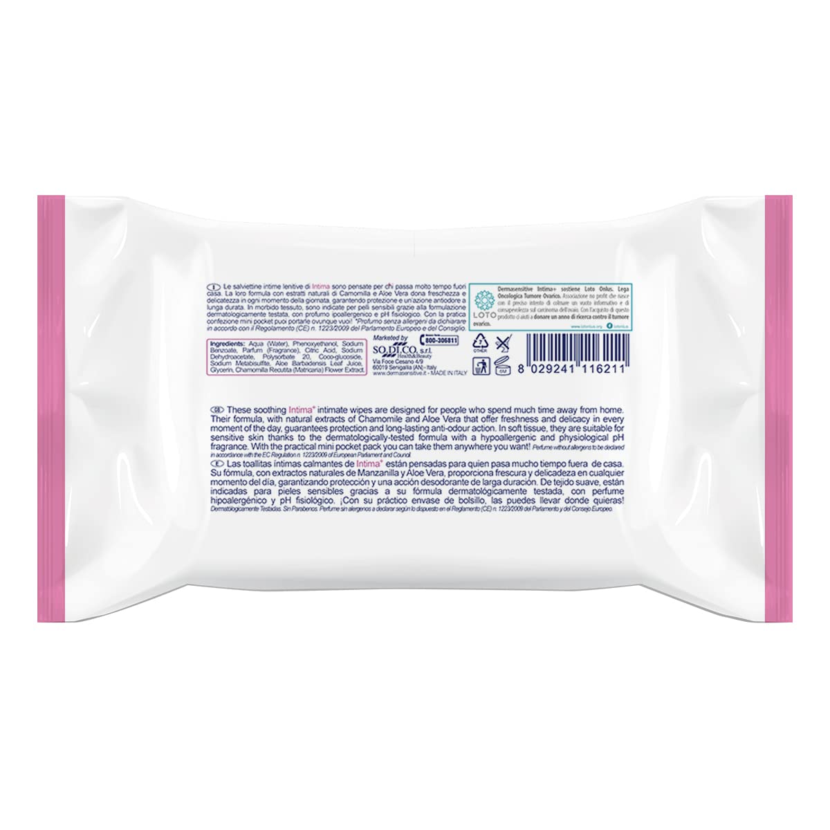 Dermasensitive intima⁺ Salviettine Intime con Camomilla e Aloe Vera 15 pz