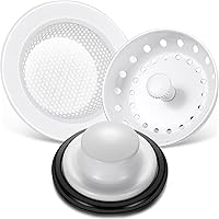 Vista 14 de Mudder 3 piezas de colador y tapón de drenaje para fregadero de cocina, tapón de eliminación de basura de acero inoxidable con asa, filtro universal