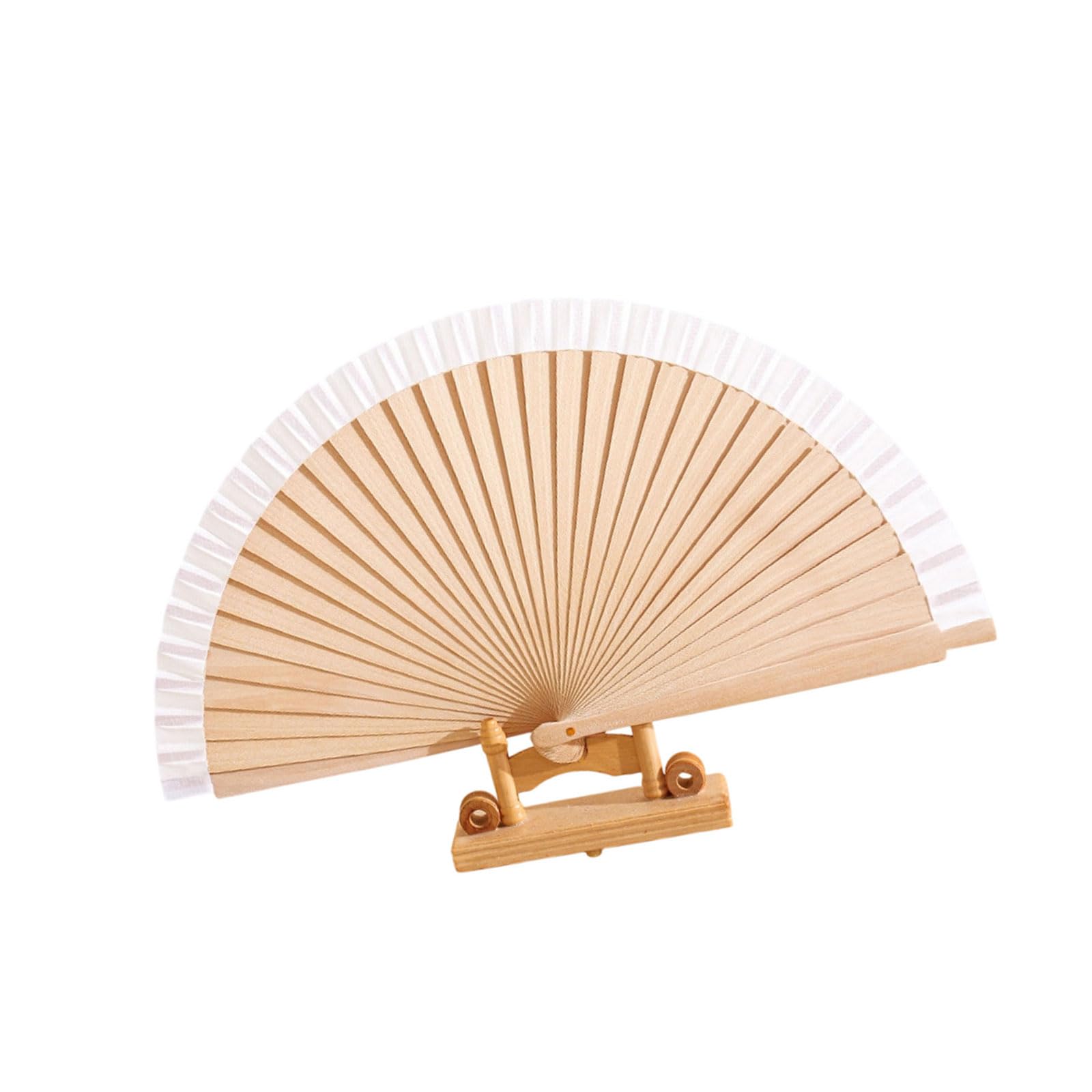 alloneslife Wooden Folding Fan Foldable Handheld Fan Simple Wood Hand Fanned Wedding Bridal Shower Birthday Party Women Wooden Hand Wood Handheld Folding