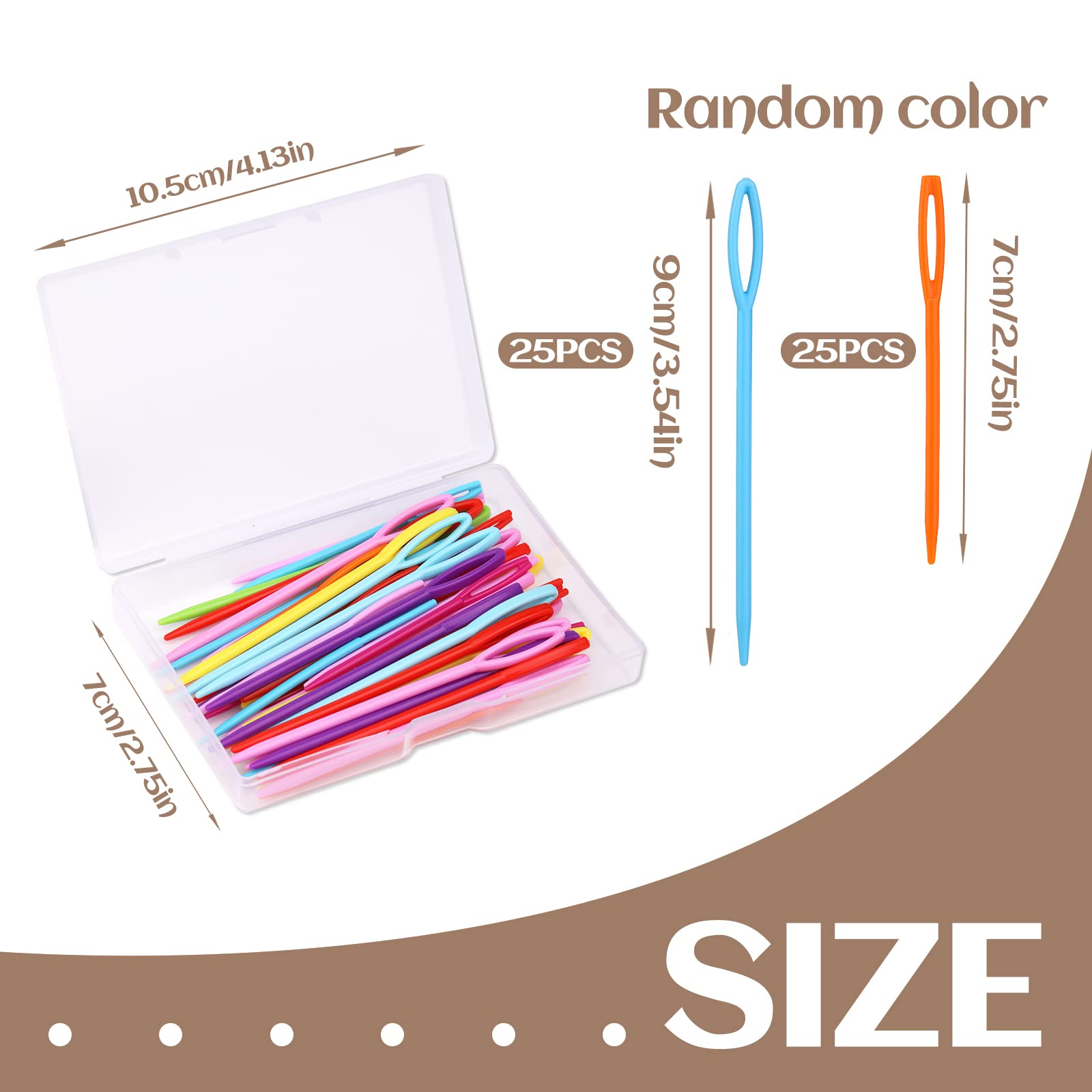 DUjuanhong Multicolor Aghi da Cucito in Plastica,100 Aghi da 7 cm Aghi da Cucito a Mano Aghi da Lana Plastica Colorata per Cucire Aghi per Bambini per Progetti di Artigianato e Mestieri