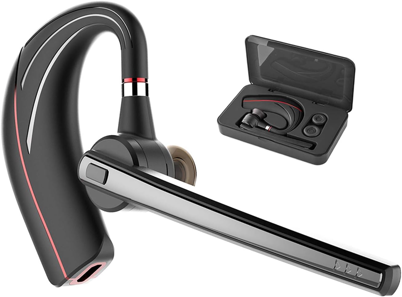 FocusSun Bluetooth Headset, Hands Free Bluetooth Earpiece with Clear Voice and Mute Key, Dual Pairing Bluetooth In-Ear Headset for Driving Running Fit for iPhone Samsung Huawei and other Smartphones