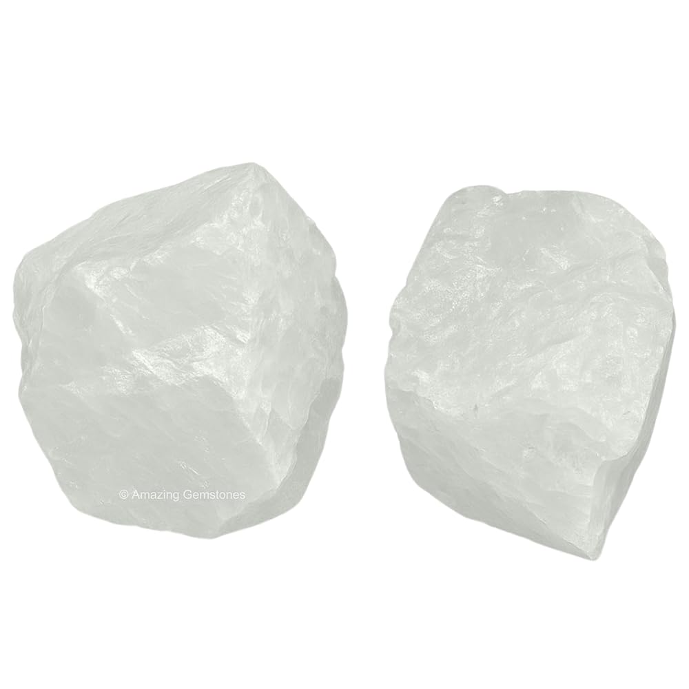 Amazing Gemstone Clear Quartz Raw Crystals and Healing Stones, Natural Rocks for Tumbling - DIY Raw Stones and Crystals, 2 Pieces