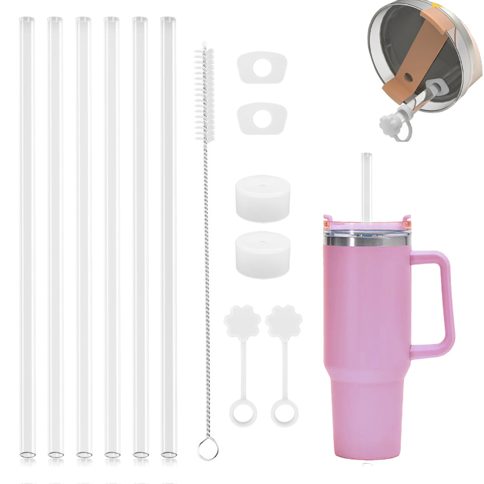 12 Coperture In Silicone Per Cannucce Stanley - Forme Di Nuvole, Arcobaleni, Cuori - Adatte Per Cannucce Da 10 Mm, Antipolvere E Antigoccia - 2