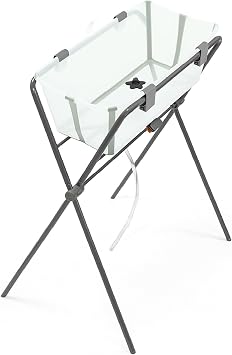 Stokke Flexi Bath White + Flexi Bath Stand - for Babies Up to 10 kg - Foldable, Durable & Easy to Store - Convenient to Use at Home or When Travelling