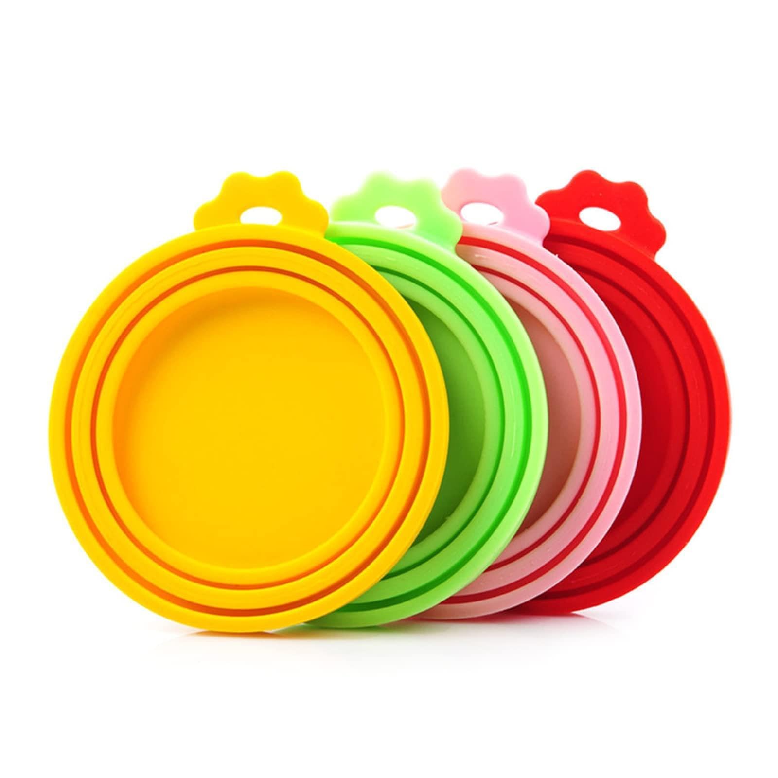 Hsioluted Pet Food Can Silicone Cover Dogs Cats Storage Lid Seal Cover Pet Food Storage Lid Silicone Covers for Round Covers for Bowls