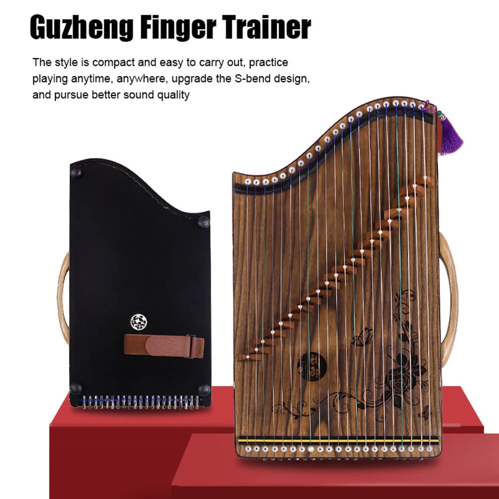 BASICM 21 Saiten Tragbarer Mini Gu Zheng, Guzheng Fingertrainer Mit Zubehör Und Griff, Geeignet Für Anfänger, Kinder, Erwachsene(Color:Und)