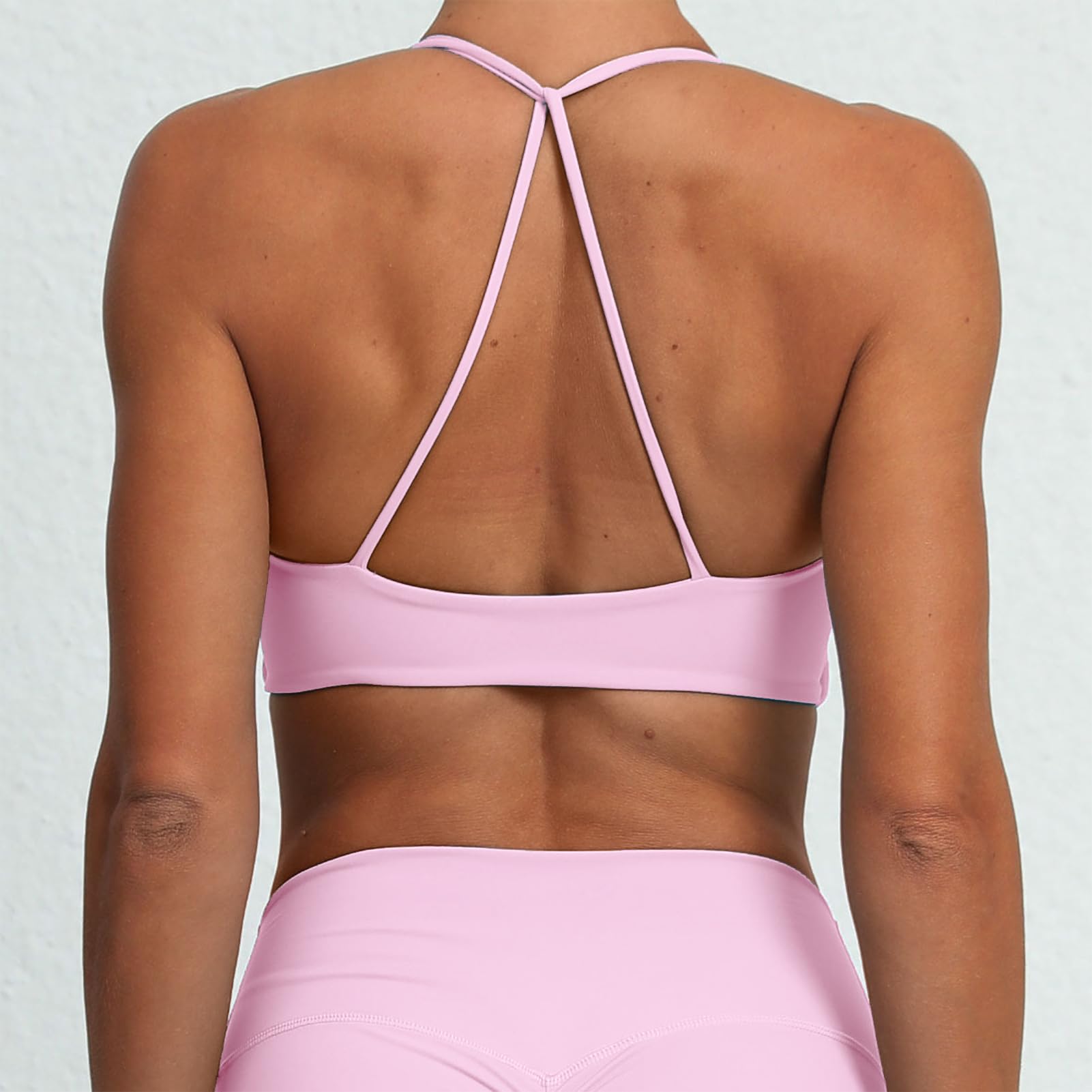 ABOCIW Sports Bras for Women Twist Front Padded Yoga Bra Low Medium Impact Gym Bra Workout Crop Tank Tops 1 Baby Pink Medium