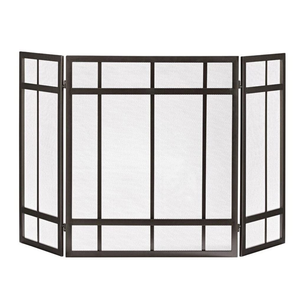 IMEITEFireplace Doors Home Fireplace Panel Screen Living Room Wrought Iron Fireplace Three Folding Screen Decoration with Grid Divider Fireavert Screen Net Fireplace Screen