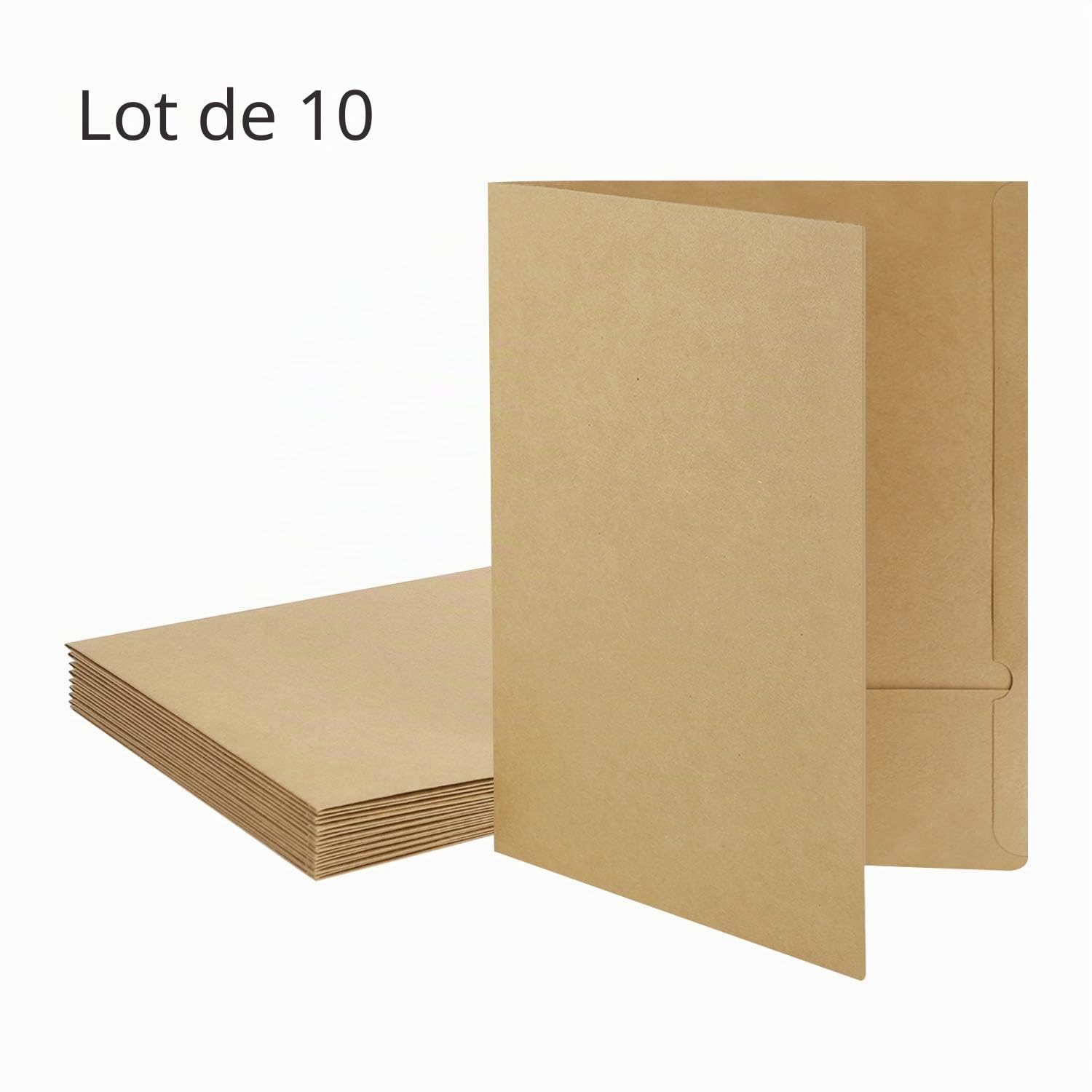 Lot de 10 Chemises Cartonnées avec Rabat à Deux pochettes A4 Dossier de Fichiers à Insertion en Papier Kraft Chemise de Protège-Certificat Diplôme Discours Contrat Commercial pour Bureau Scolaire