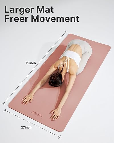 Miniatura 6 de YOTTOY Alfombrilla de yoga, antideslizante, con diseño antidesgarro y alfombrilla de goma natural amigable con correa y bolsa