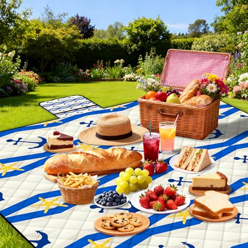 Poedist Extra Large Picnic Blanket Waterproof,80"x 80"Foldable Machine Washable Beach Blanket,Outdoor Blanket for 6-8 Adults,Suitable for Indoor Crawling,Park Beach,Camping,Hiking,Family Travel(Boat) - image 9