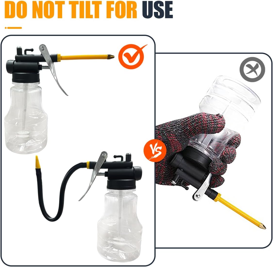YoRise 2PCS Oil Can Pump Oiler, High-Pressure Lubrication Oil Spray Can with Flex Spout, Rigid Transparent Bottle Thumb Pump Tool Oiler, Automotive Oiling Gun Accessories (Clear)
