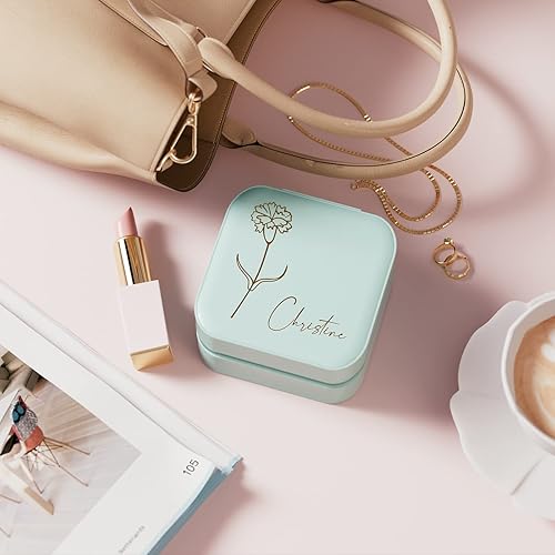 Miniatura 4 de ALBK Regalos personalizados para mujeres Joyero de viaje personalizado para niñas, pequeño estuche de joyería de viaje personalizado, regalos de