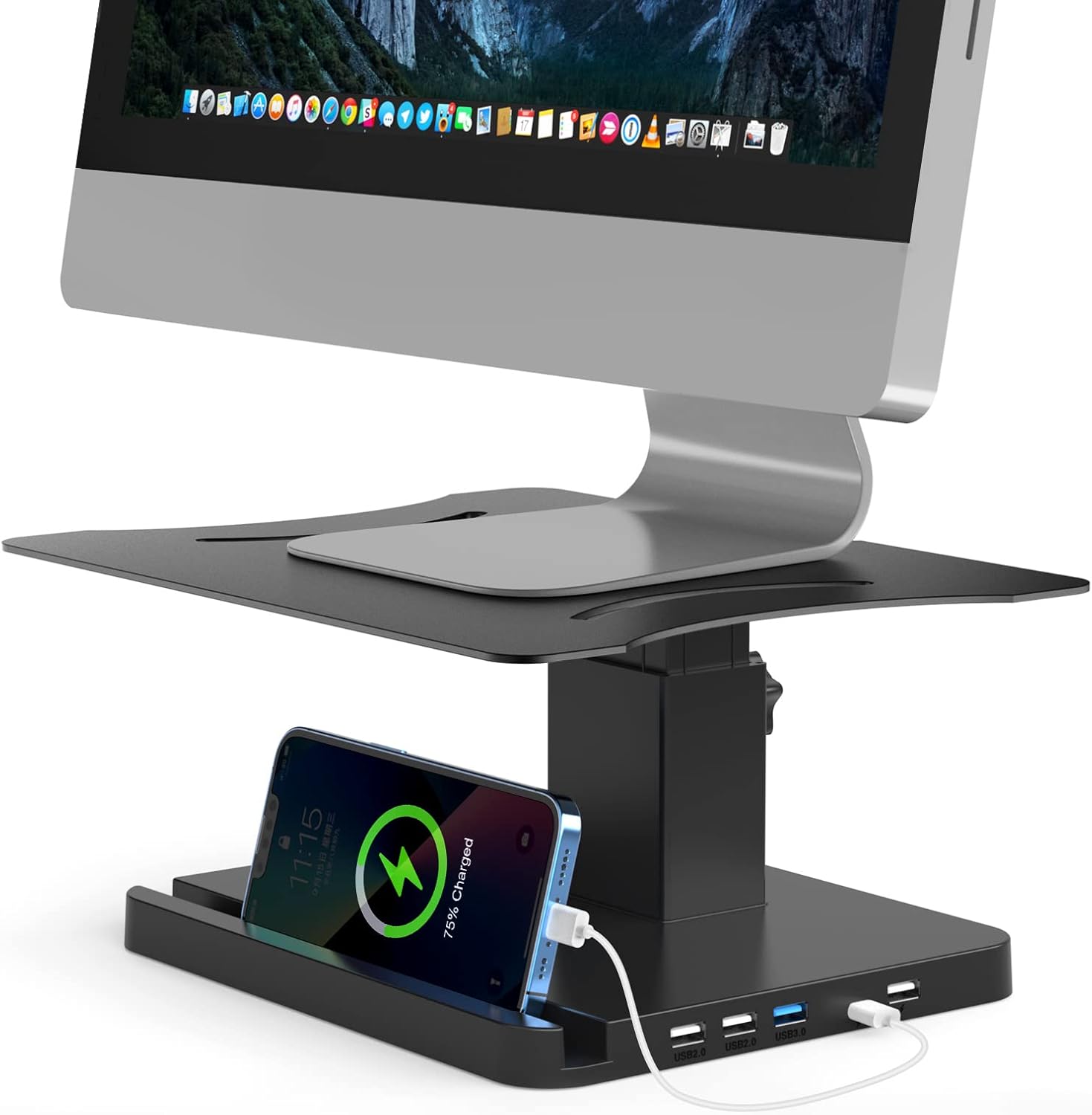 AQQEF Monitor Stand RiserHeight Adjustable Monitor Desk Stand with USB