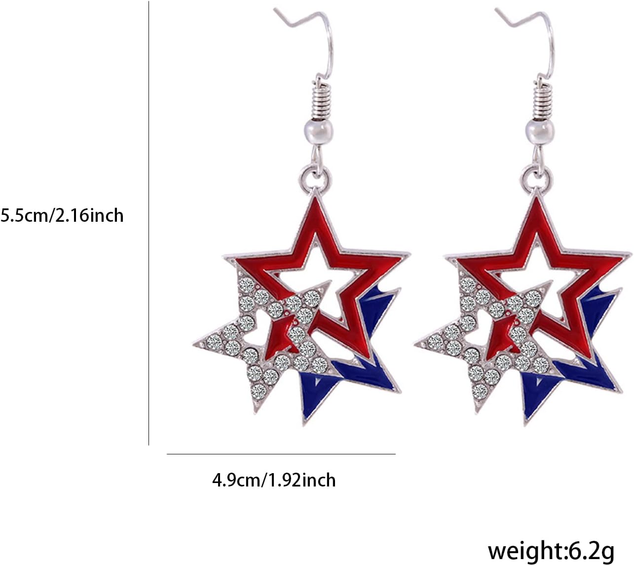 4th of July Earrings for Women Patriotic American Flag Earrings USA Dangle Earrings Red White Blue American Flag Dangle Earring Patriotic Independence Day Earring - Image 6