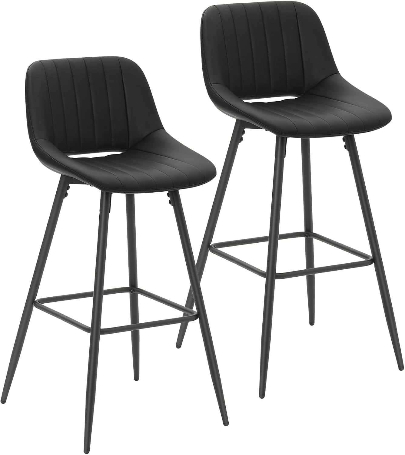 Lestarain Bar Stools Set of 2, Faux Leather Breakfast Bar Chairs
