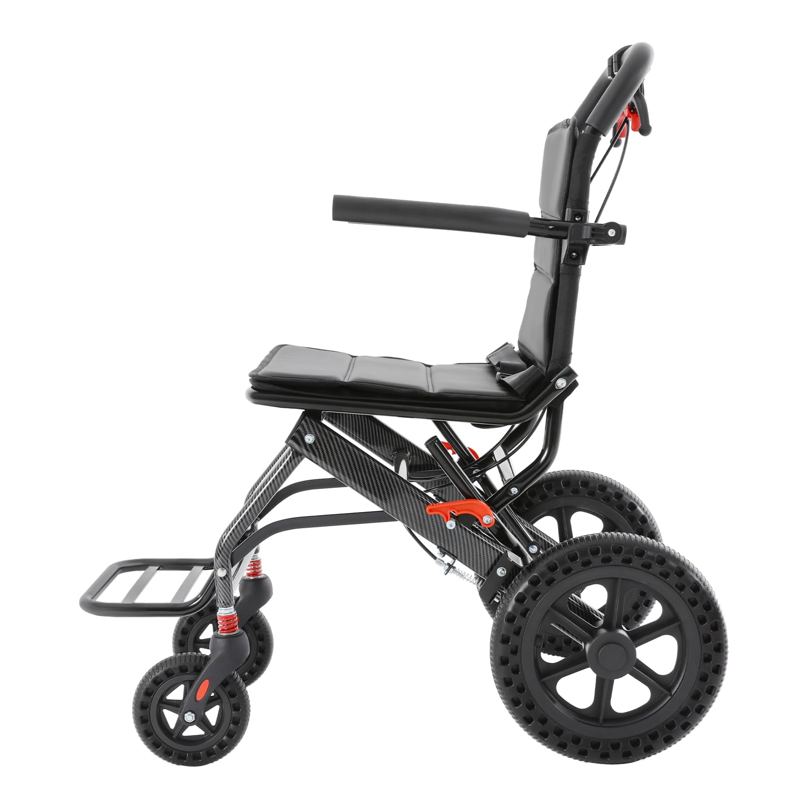 Sillas de ruedas plegables, sillas de ruedas de transporte para viajes, sillas de ruedas de transporte plegables para adultos y personas mayores de 220 libras, silla de ruedas de aluminio