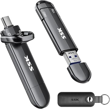 SSK 1TB SSD External Drive, Dual USB C+A Memory Stick Up to 1000MB/s