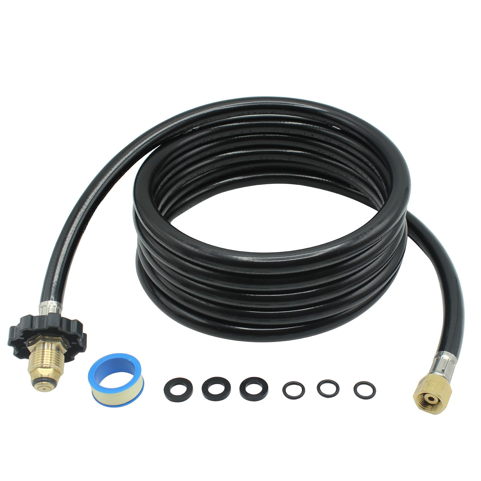 Photo 1 of 12FT Propane Torch Hose for Connection Weed Burner Heating Torch, G3/8”-19 Left Hand Thread, 350 PSI, POL Connector, with Replacement O Ring Sealing Tape gasket