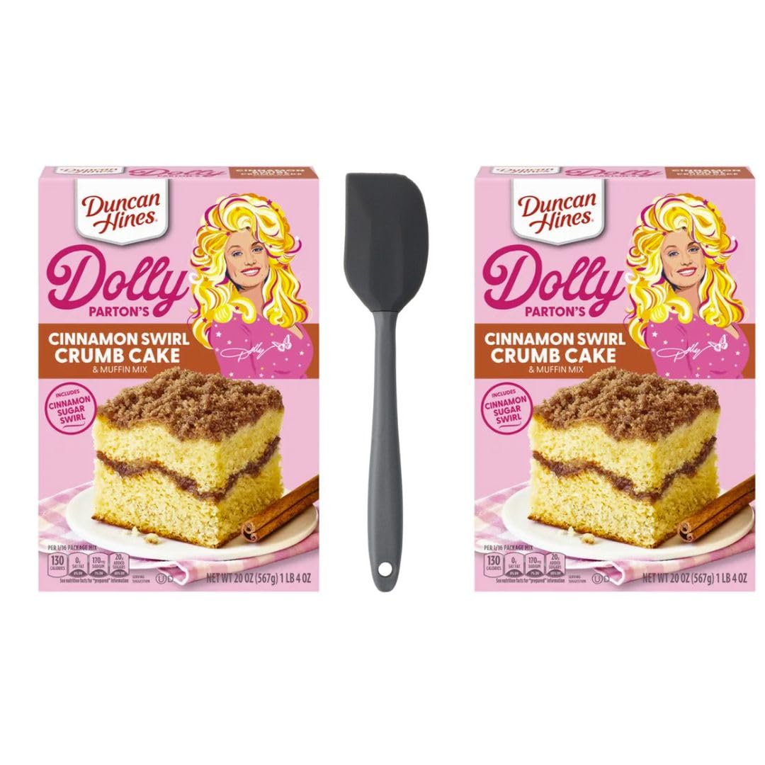 Dolly Cinnamon Swirl Crumb Cake & Muffin Mix Bundle, Includes Two (2) 20 oz Muffin & Bread Mixes and One Spatula (style may vary) (Cinnamon Swirl Crumb)