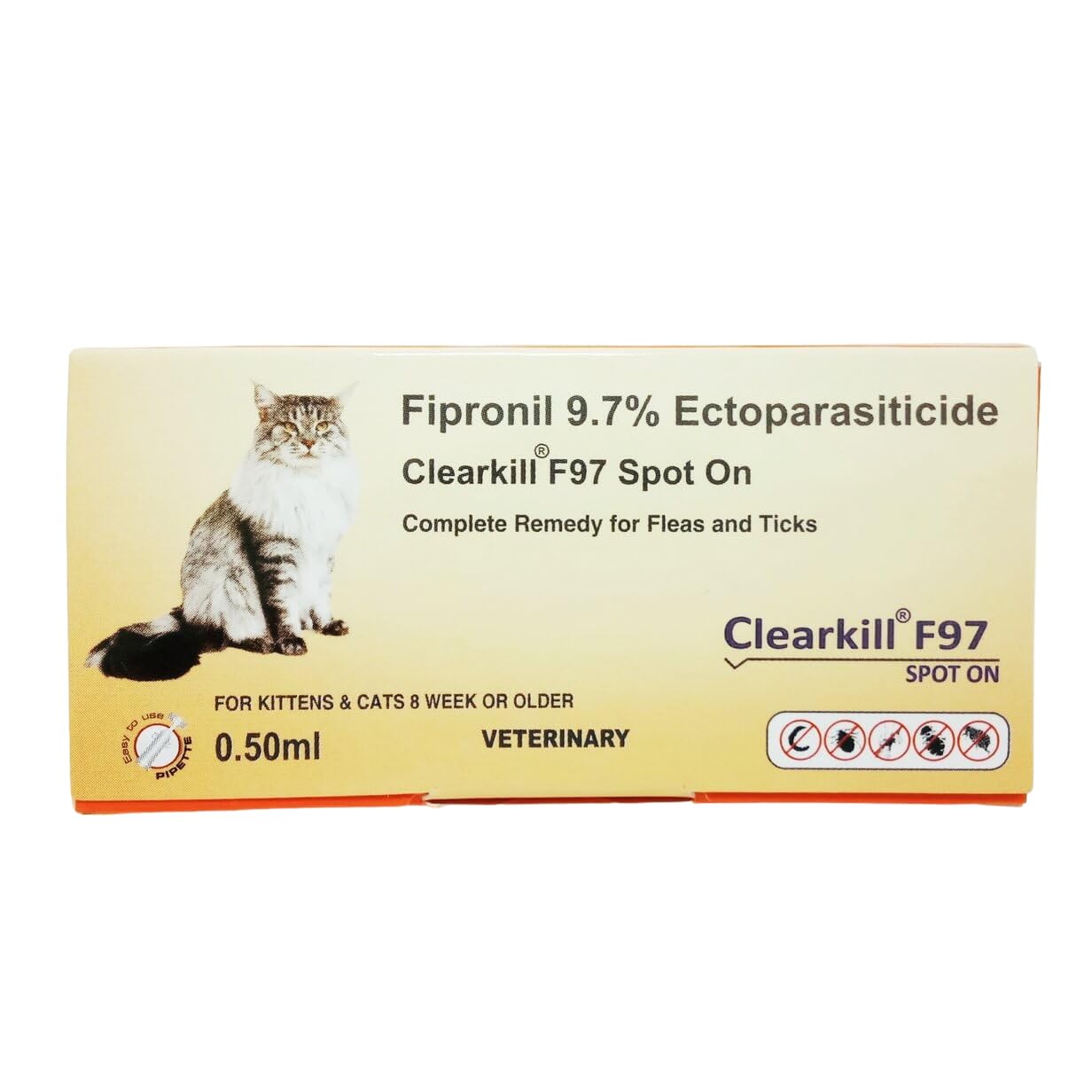 Clearkill F97 Spot On, Single Pipette of 0.50 ml, Prevention & Control of Flea, Tick & Chewing Lice for Cats (B0CLY83VCD) Amazon Price History, Amazon Price Tracker