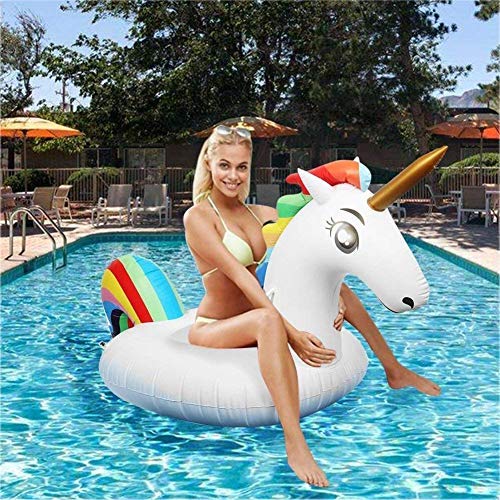 kexin lin Bouée Gonflable Licorne, Bouée Inflatable Licorne pour Piscine Gonflable Licorne Adulte (Blanc 200x90x120cm)