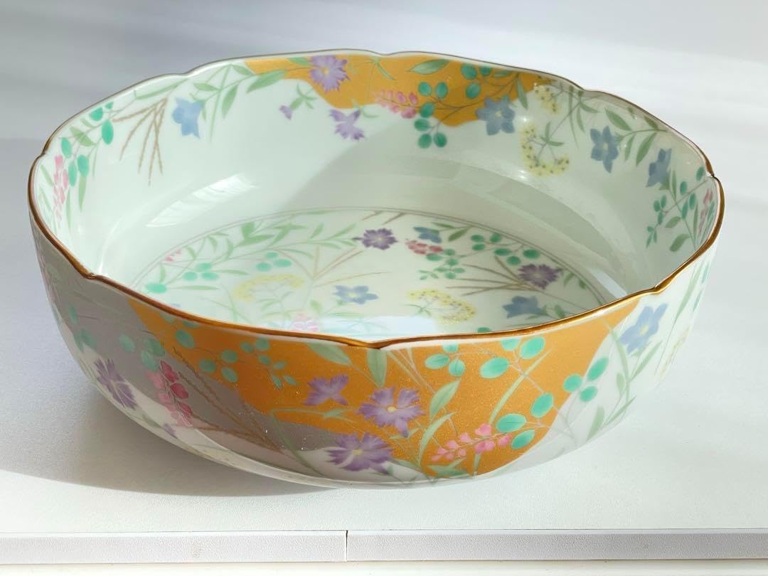 保管品前畑陶器庫山窯金彩草花紋大菓子鉢生産終了超