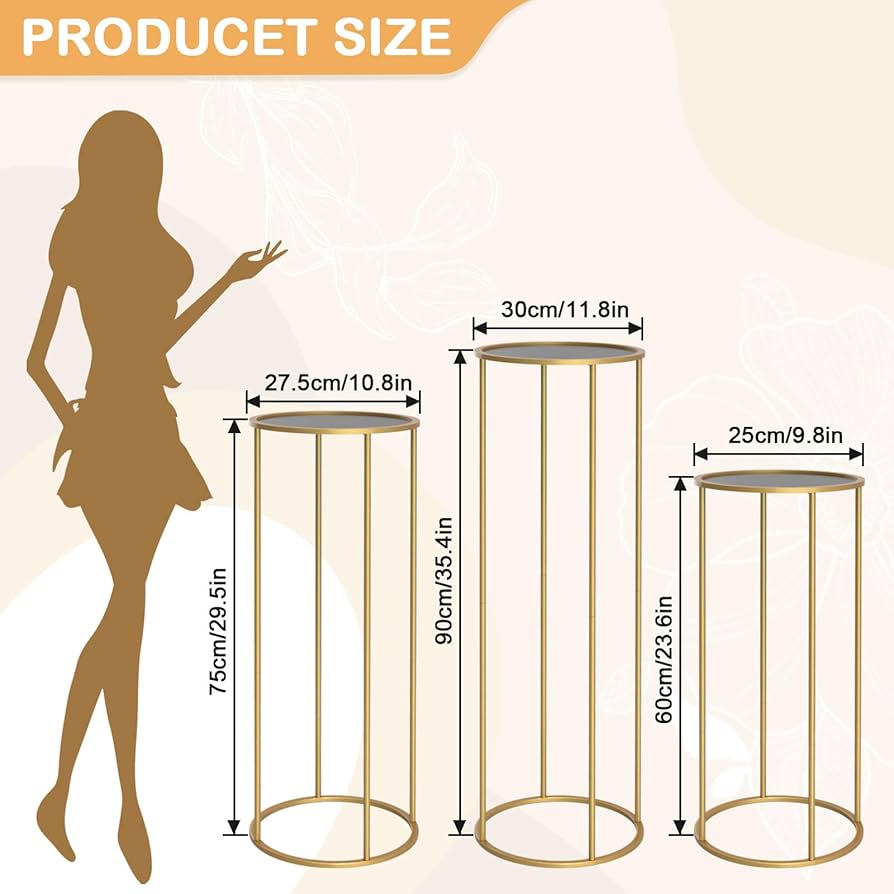 Wokceer Pedestal Stand Cilinder Stands voor Partij 35.43 Set van 3 Nesting Display Cilinder Tafels voor Partijen Bruiloft Woonkamer Patio Decor Goud Wokceer Pedestal Stand Cilinder Stands voor Partij 35.43 Set van 3 Nesting Display Cilinder Tafels voor Partijen Bruiloft Woonkamer Patio Decor Goud