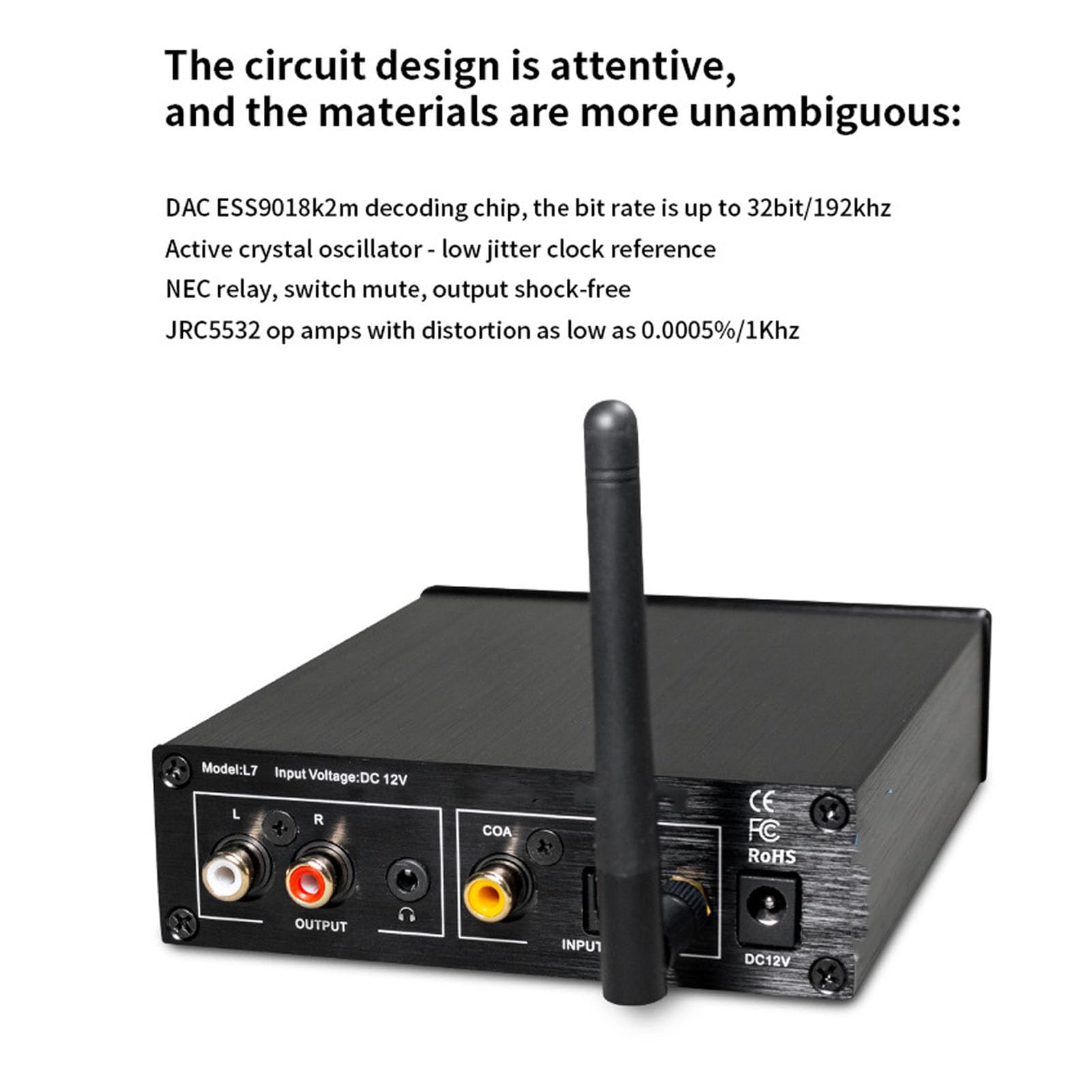 Cuifati Amplificador Bluetooth ESS9018k2m, Receptor Estéreo 200W con Bluetooth 5.3, Entrada USB/Óptica/Coaxial, Amplificador de para el Hogar para Altavoces Pasivos, Mini HiFi Clase D con Bajo