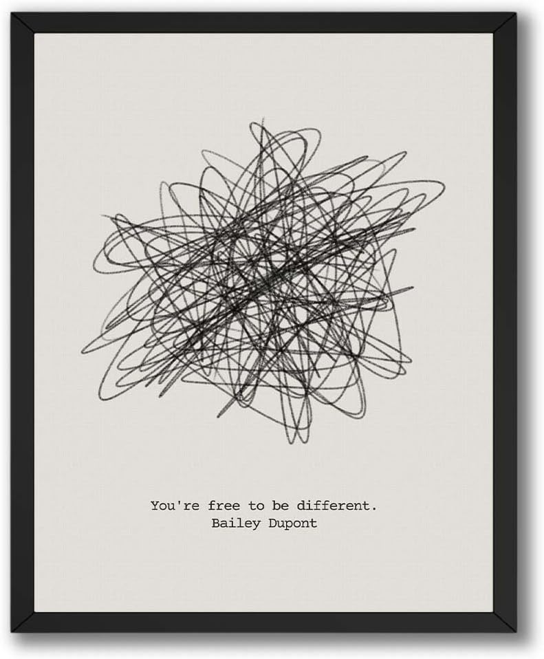 InkFlow Posters Youre Free To Be Different Canvas Poster - Modern Minimal Design - Modern Trendy Graphic Art - Unique Home Office Bedroom Decor - 8x10 Unframed Canvas Print