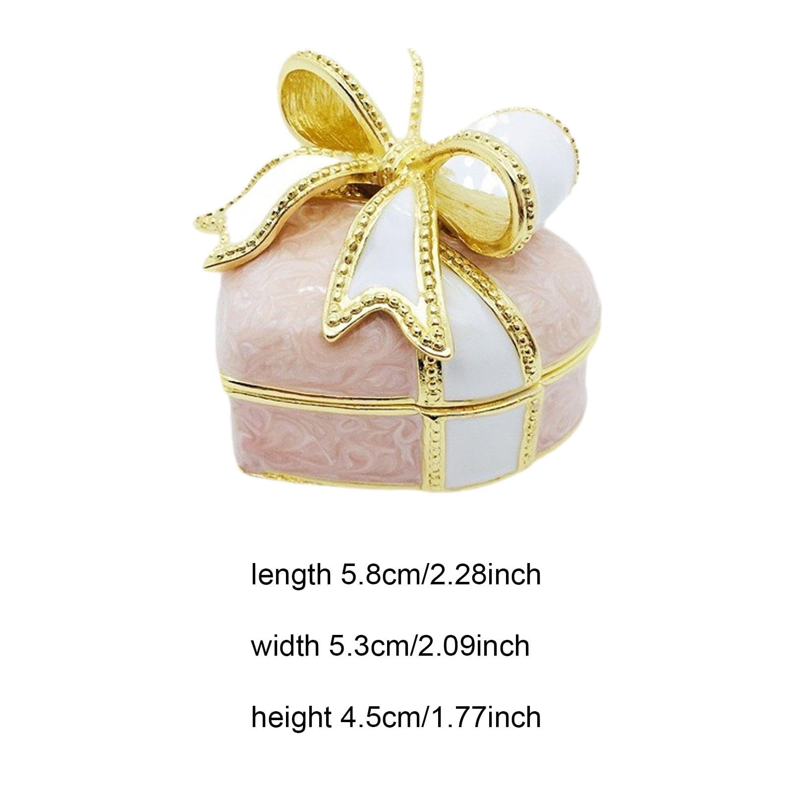 Scatola Gioielli Cuore con Fiocco Porta Gioielli Organizzatore Collana Bracciali Creativo in Lega Metallo Ideale per Donna Decorativo Adatta per Regal, Rosa