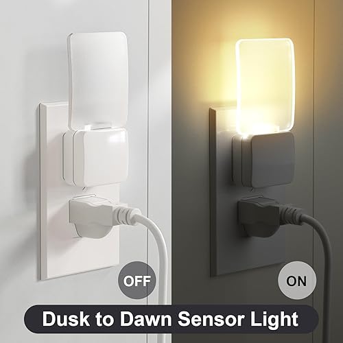 Miniatura 4 de oviitech Luz nocturna superior con sensor de luz del atardecer al amanecer en la parte inferior, luz en blanco cálido para pasillo, dormitorio, sala