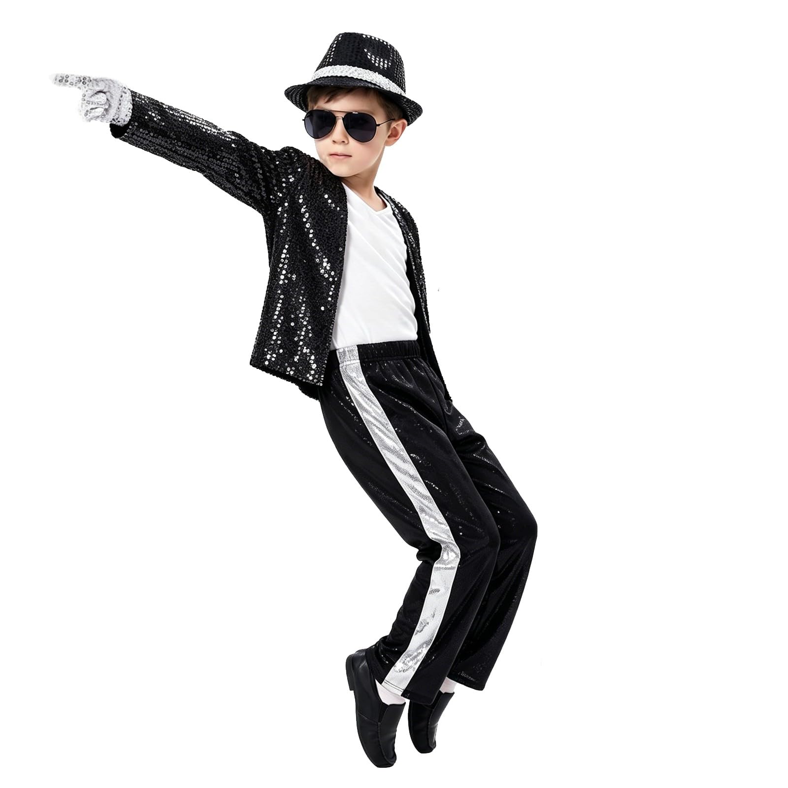 Generico Accessori per costume da pop star per bambini, ballerini anni '80, set cosplay con jazz, discoteca, pop star, costume per la Giornata mondiale del libro