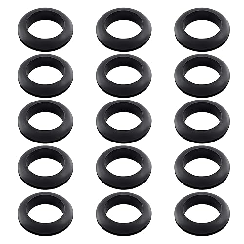 15 ojales de goma de 1-12 pulgadas, ojales de goma negra para cables, cortafuegos, cables, automoción