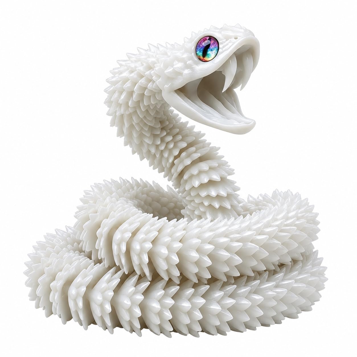 3D Printed Viper Snake Sculpture, 23" White to Lavender