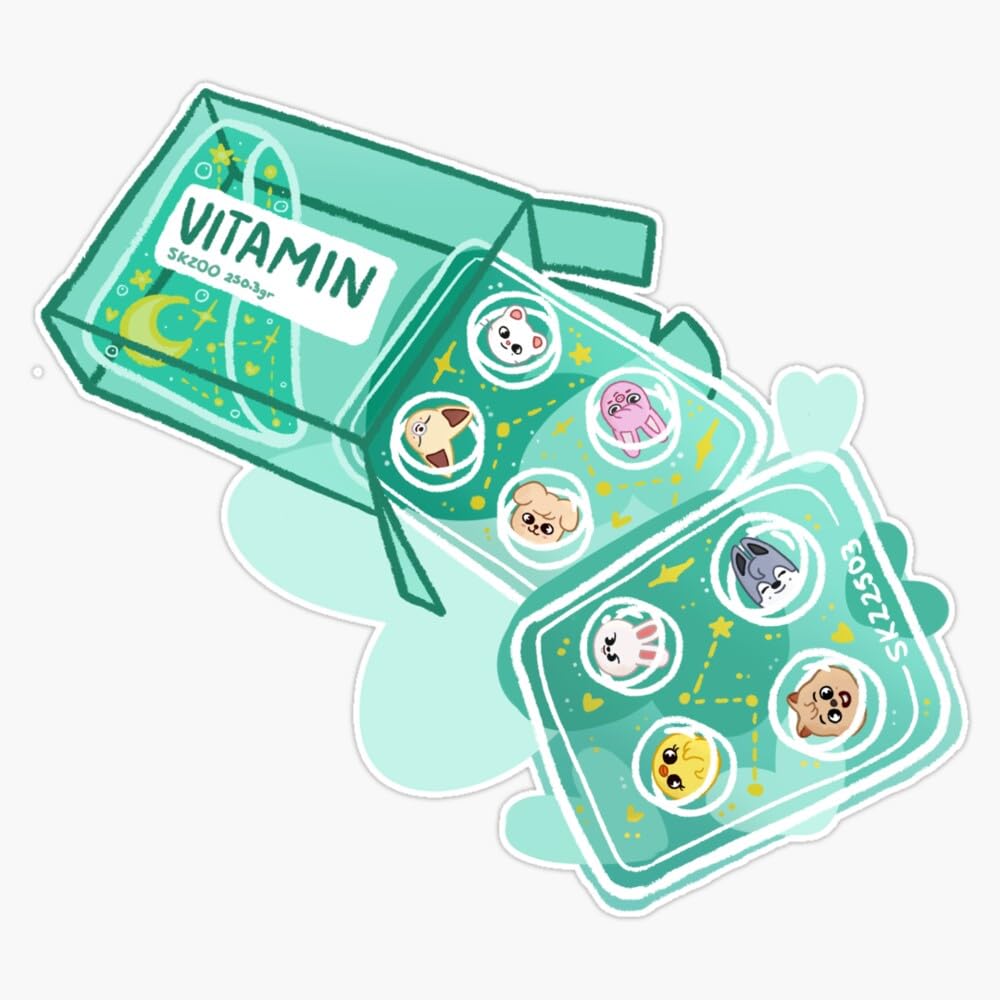 Stray Kids Skzoo Vitamin Sticker Vinyl Waterproof Sticker Decal Car Laptop Wall Window Bumper Sticker 5"