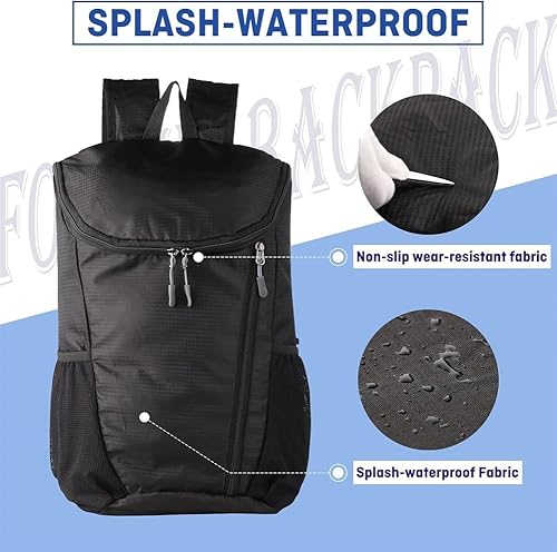 Miniatura 2 de Mochila deportiva sólida portátil al aire libre del bolso compacto ligero plegable del bolso exterior del bolso para el senderismo, Naranja,