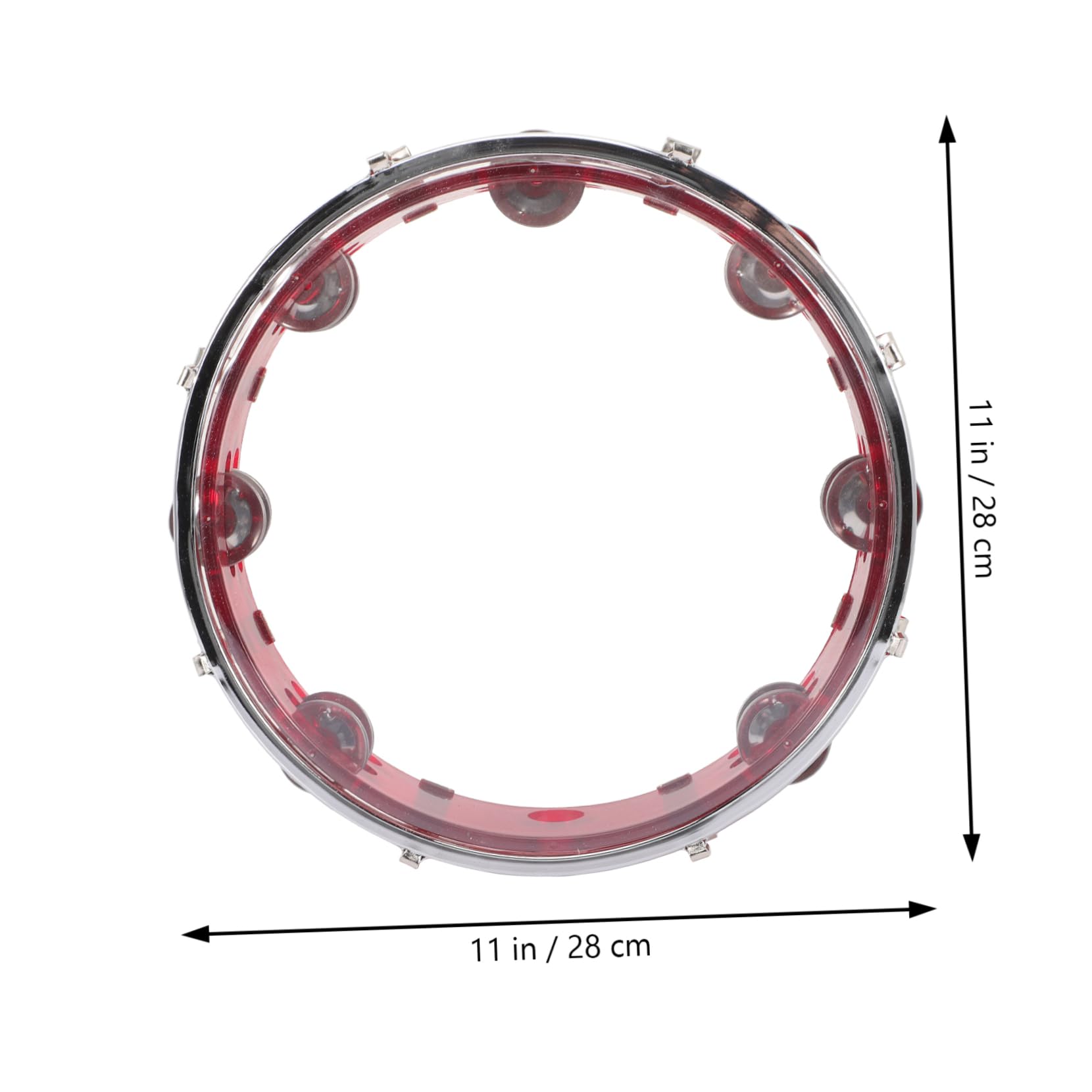 Pandereta de Mano Ajustable, Juguete de Percusión Rojo de Plástico y Metal | Instrumento de Percusión para Niños, Tambor Infantil Fácil de Usar, para Banda y Concierto