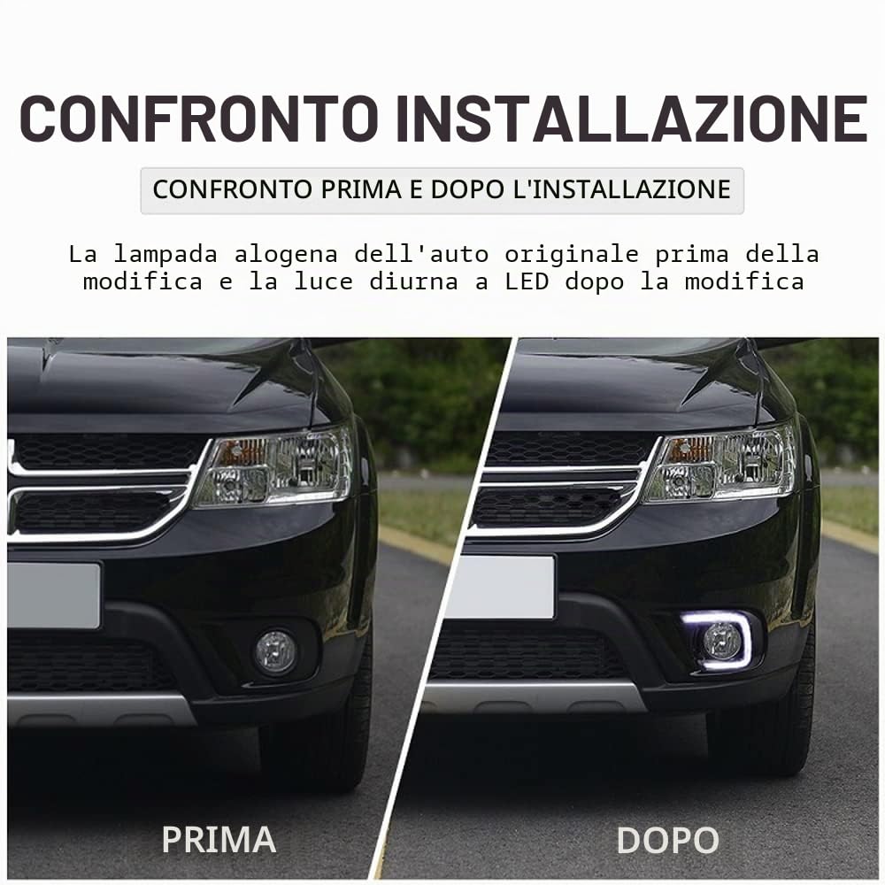 Riloer 1x Luci di Marcia Diurne DRL a Lente Trasparente Luce Bianca Blu Compatibili con D0DGE Journey/JC/JCUV 2013-2016, Compatibili con F1AT Freemont 2013-2016, Segnale di Svolta Guida Anteriore