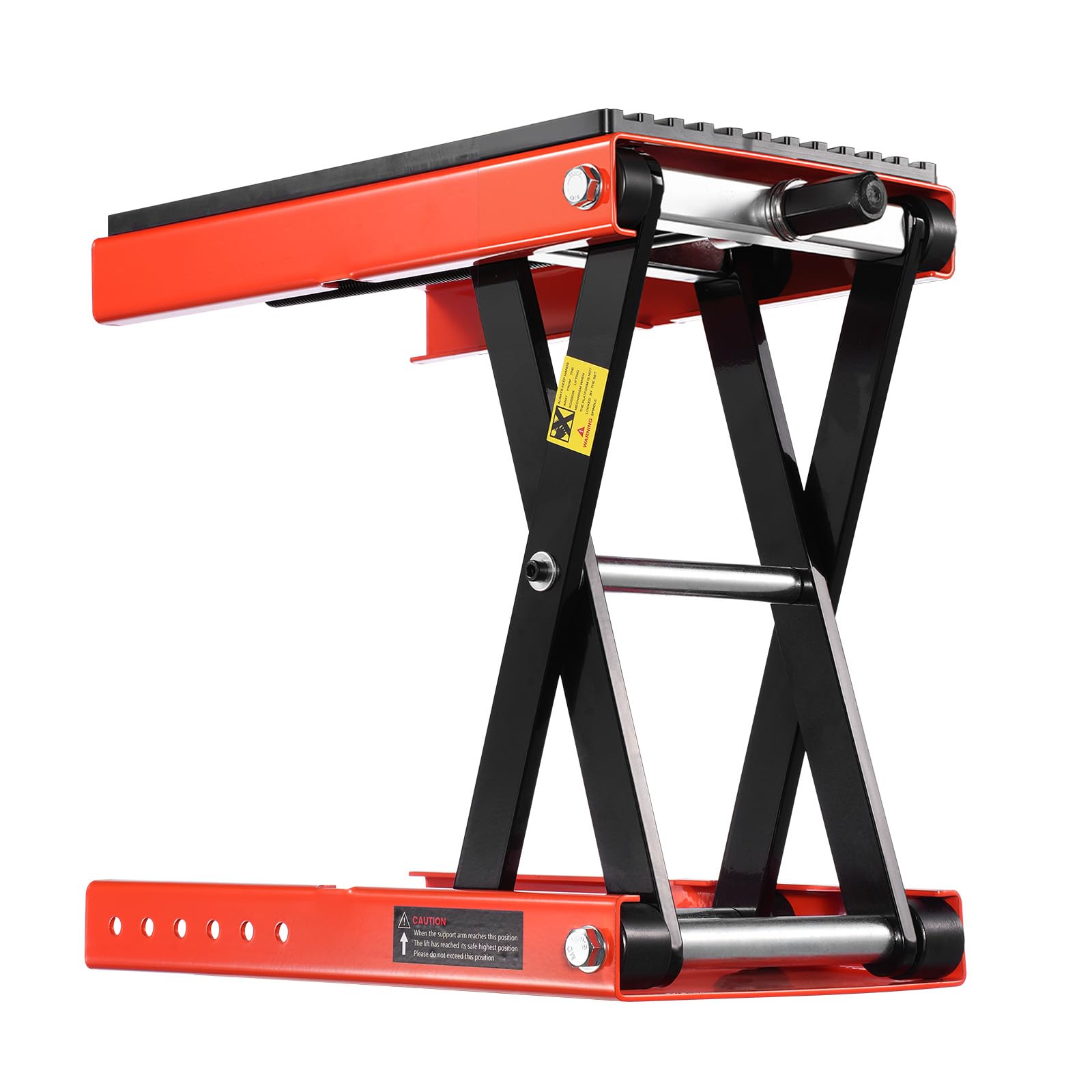 VEVOR Gato de Tijera para Motocicleta, Carga 544 kg, Rango de Altura 105 a 380 mm, Acero Resistente, con Trinquete y Manivela para Vehículos Todo Terreno y Motos Cross, 420 x 240 x (105-380) mm